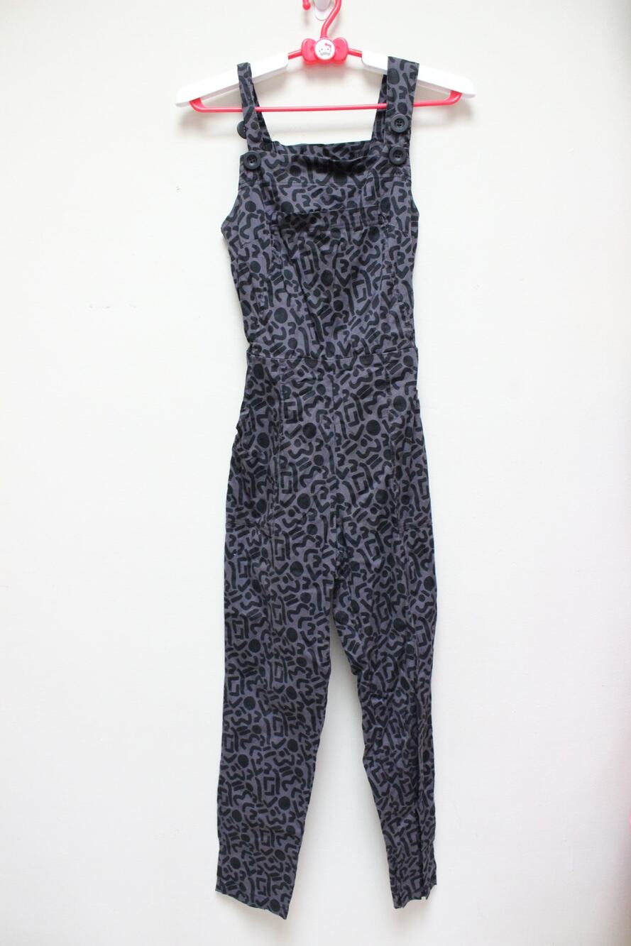 Nooworks Gray Squiggly Abstract Overalls Size XS